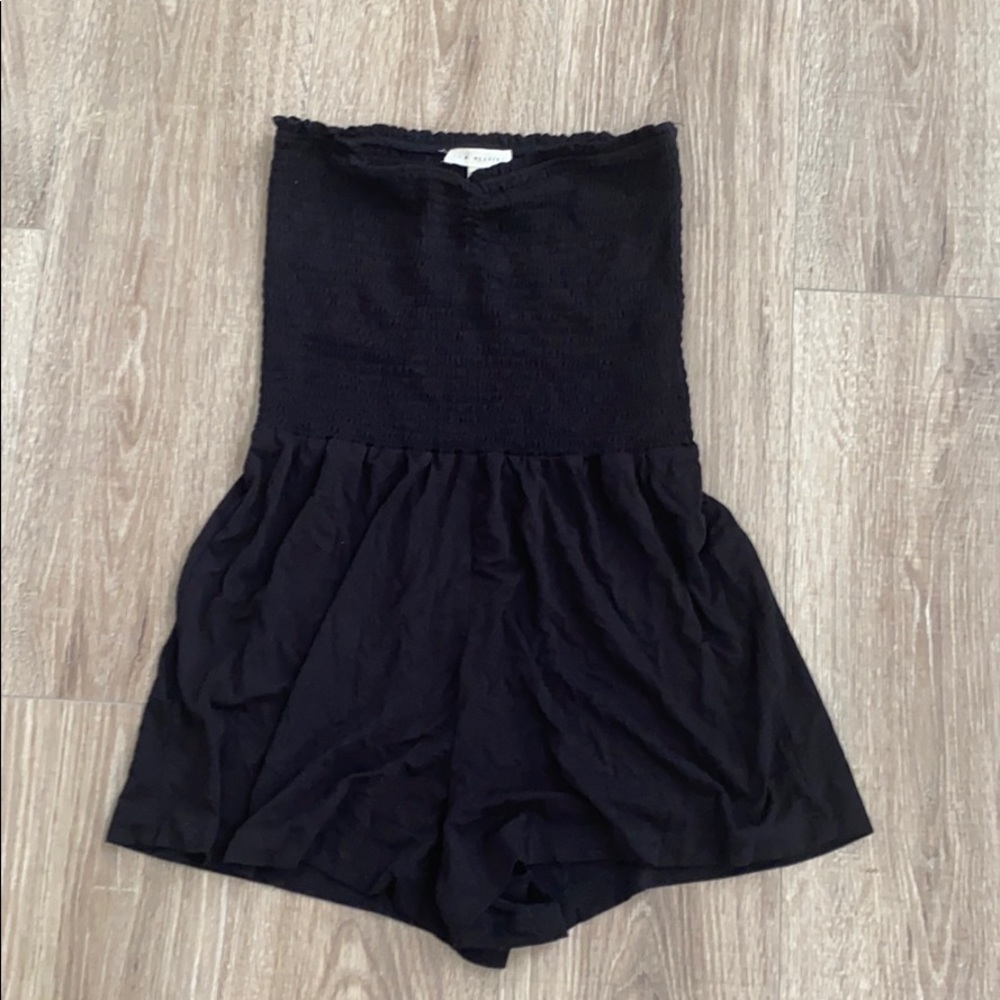 strapless black romper
